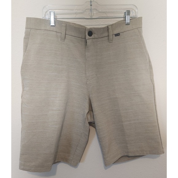 Hurley‎ Nike Dri-Fit DF Cutback Shorts 21" Golf Khaki 34x10" Athleisure Logos - Picture 1 of 8